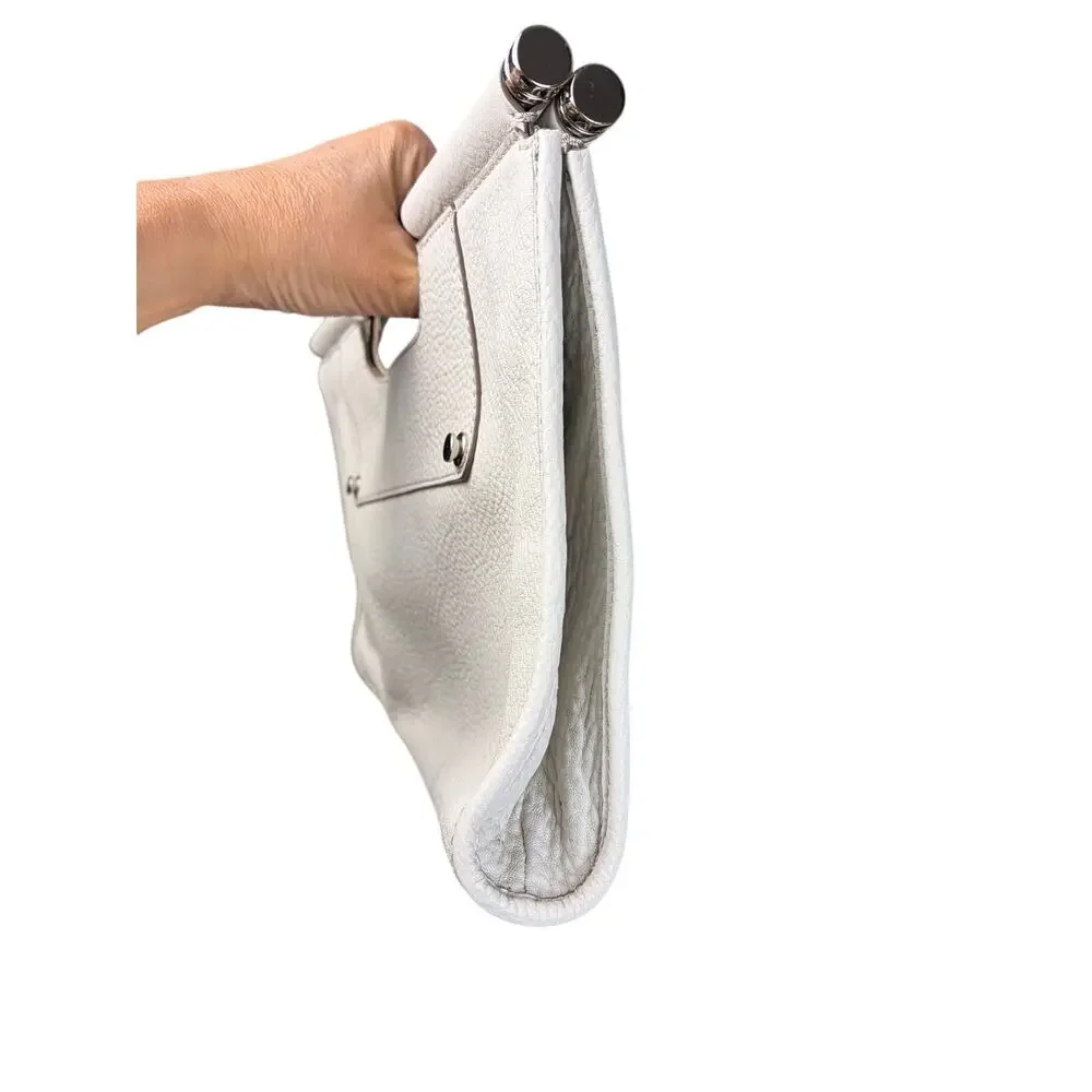 Banana Republic Cream Pebbled Leather Oversized Clutch